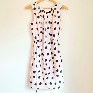 LOFT Belted Creamy Blush Ink Dot Shift Dress
